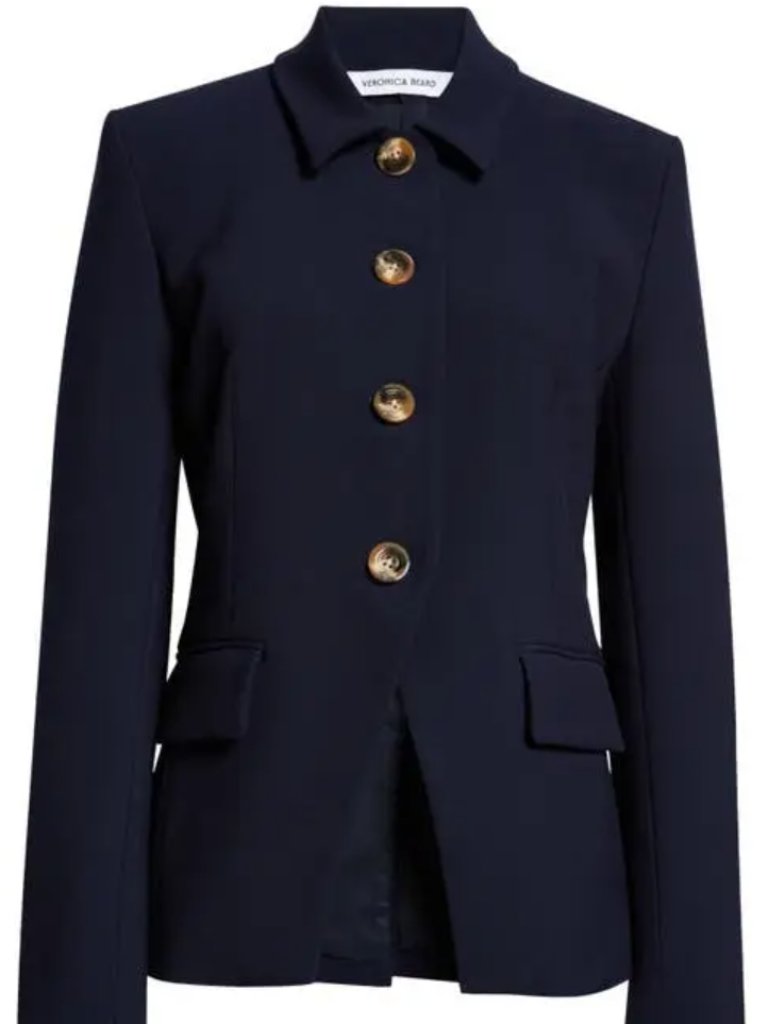 Veronica Beard Aire Dickey Blazer Navy Blue Jacket Size 8